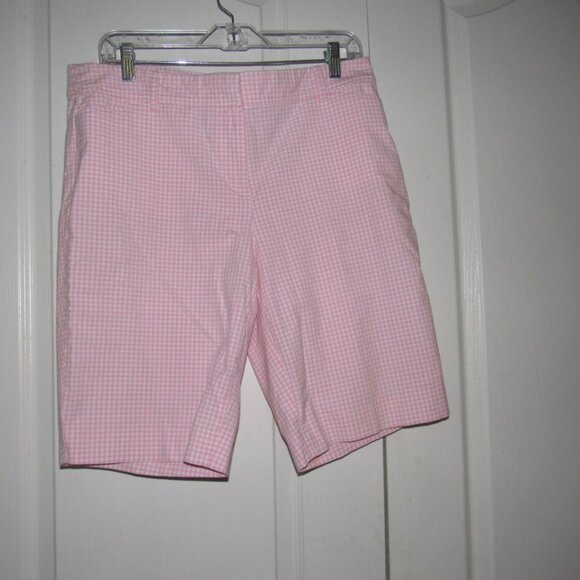 Talbots Perfect Short Size 10 Pink Gingham Bermuda Shorts Cotton Stretch - Picture 2 of 6
